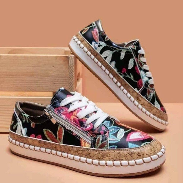 Baskets féminines tendance avec motif floral et fermeture éclair pratique Chic und Stil