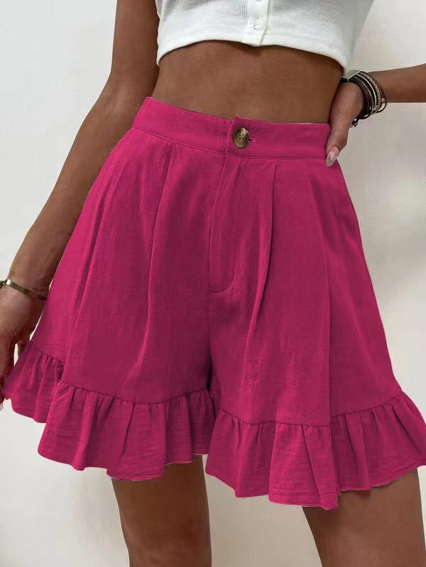 Shorts à volants pour femmes avec taille élastique et poches latérales Chic und Stil