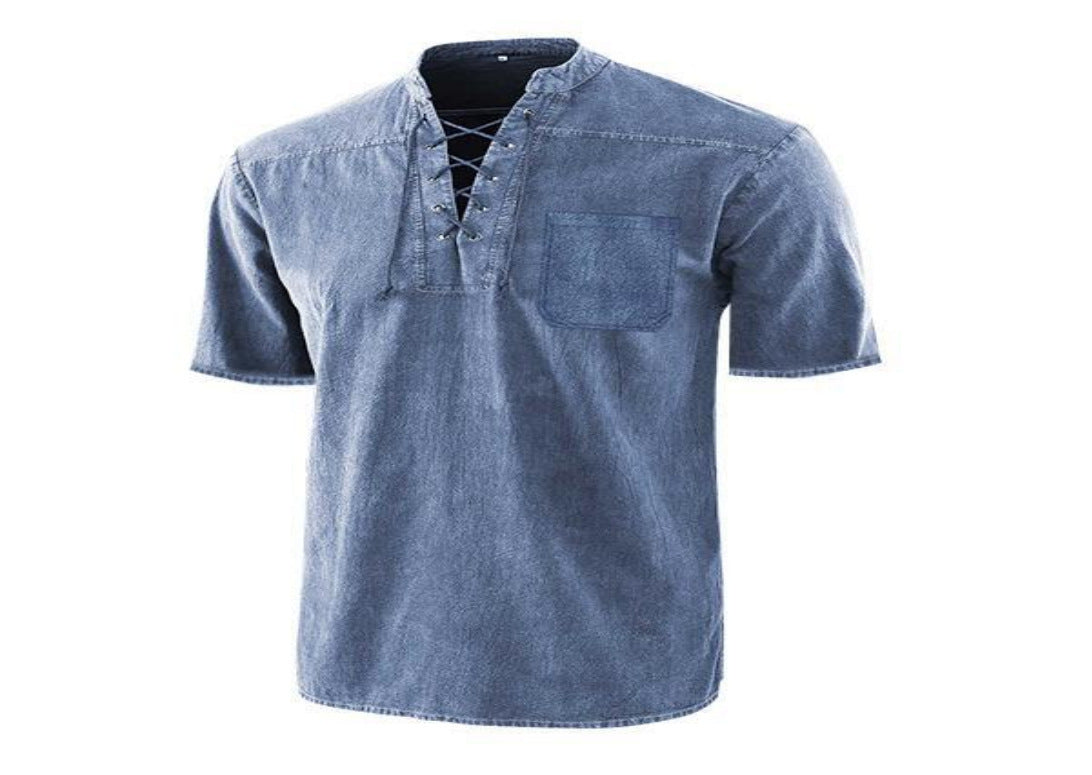 Chemise à manches courtes pour hommes avec un design moderne à lacets et une poche poitrine Chic und Stil