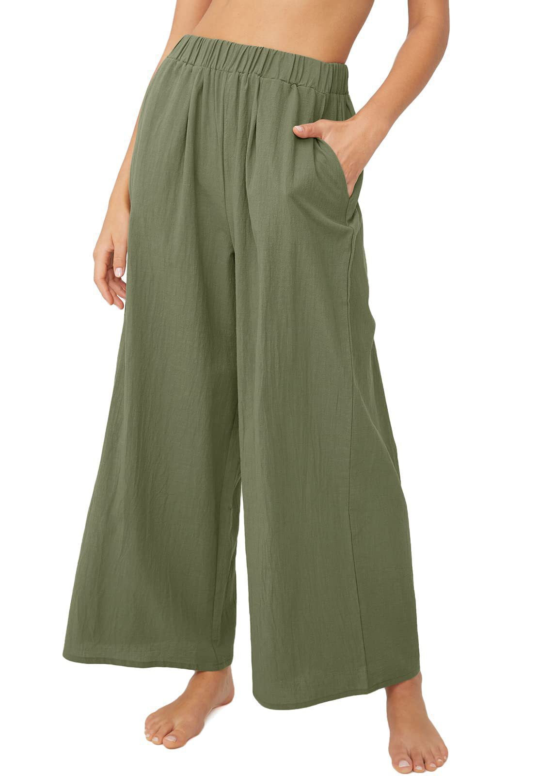 Pantalon d'été pour femmes, ample, avec taille élastique et poches latérales pratiques Chic und Stil