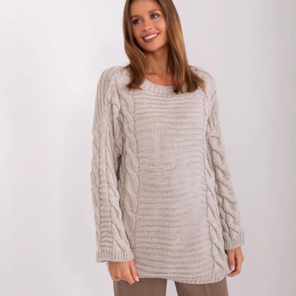 Pull femme en grosse maille avec un motif de torsades moderne et des manches larges Chic und Stil