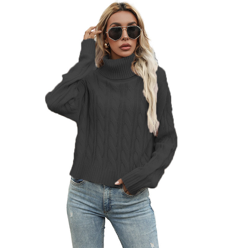 Pull en grosse maille pour femmes avec col roulé haut et motif torsadé marqué Chic und Stil