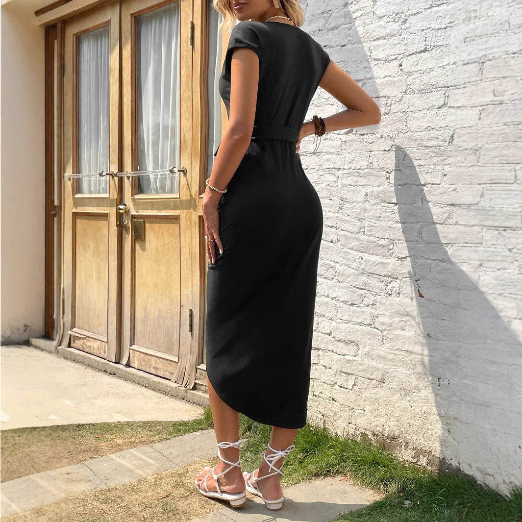 Robe enveloppante pour dames avec décolleté en V profond et ceinture élastique Chic und Stil