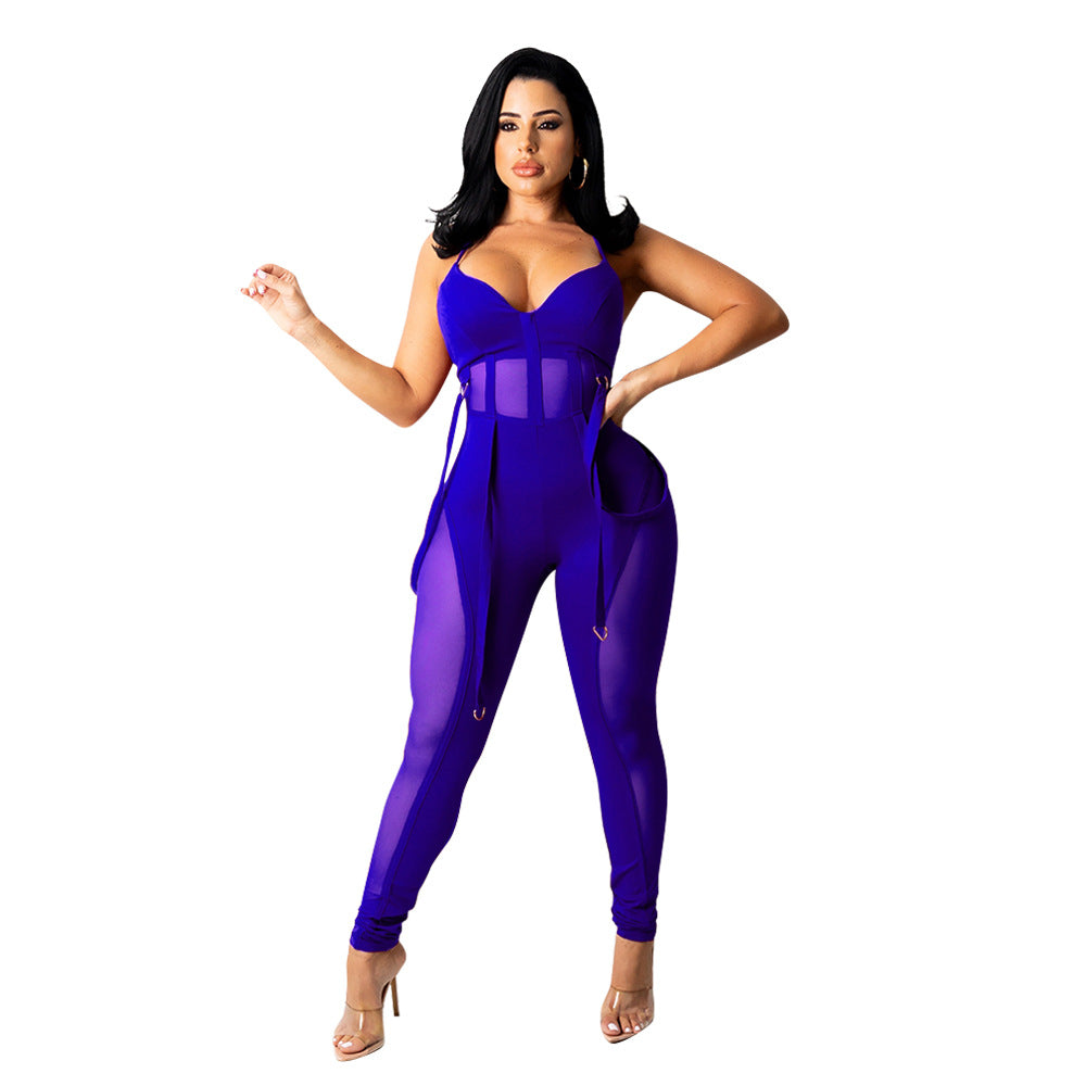 Chic und Stil Women's Mesh Panel Jumpsuit