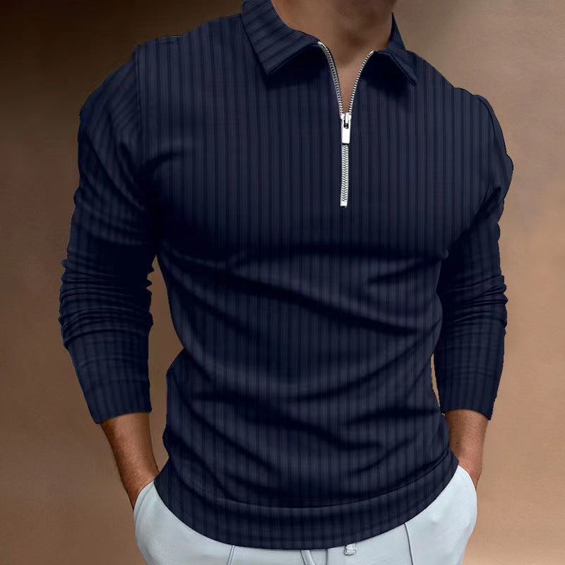 Polo à manches longues pour hommes avec fermeture éclair à la mode Chic und Stil