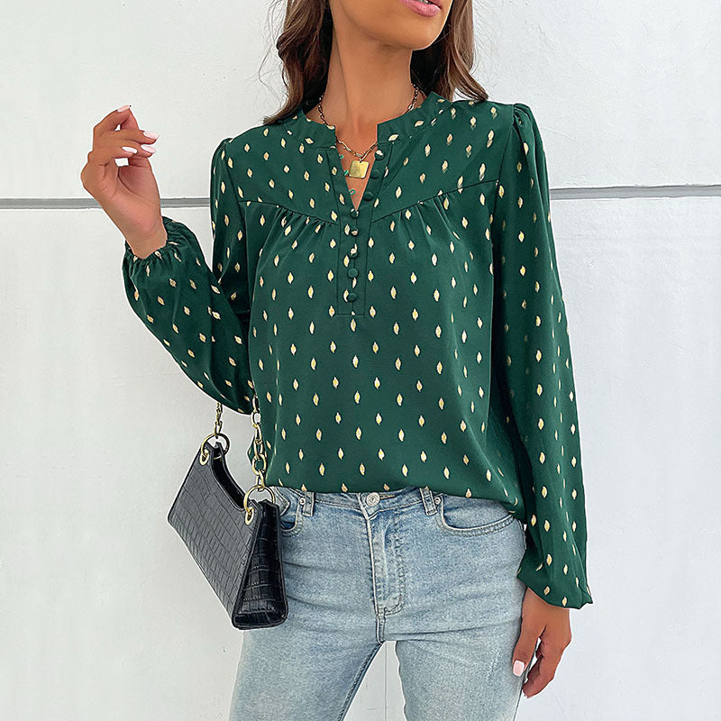 Chemise femme avec imprimé fin et détails de boutons Chic und Stil