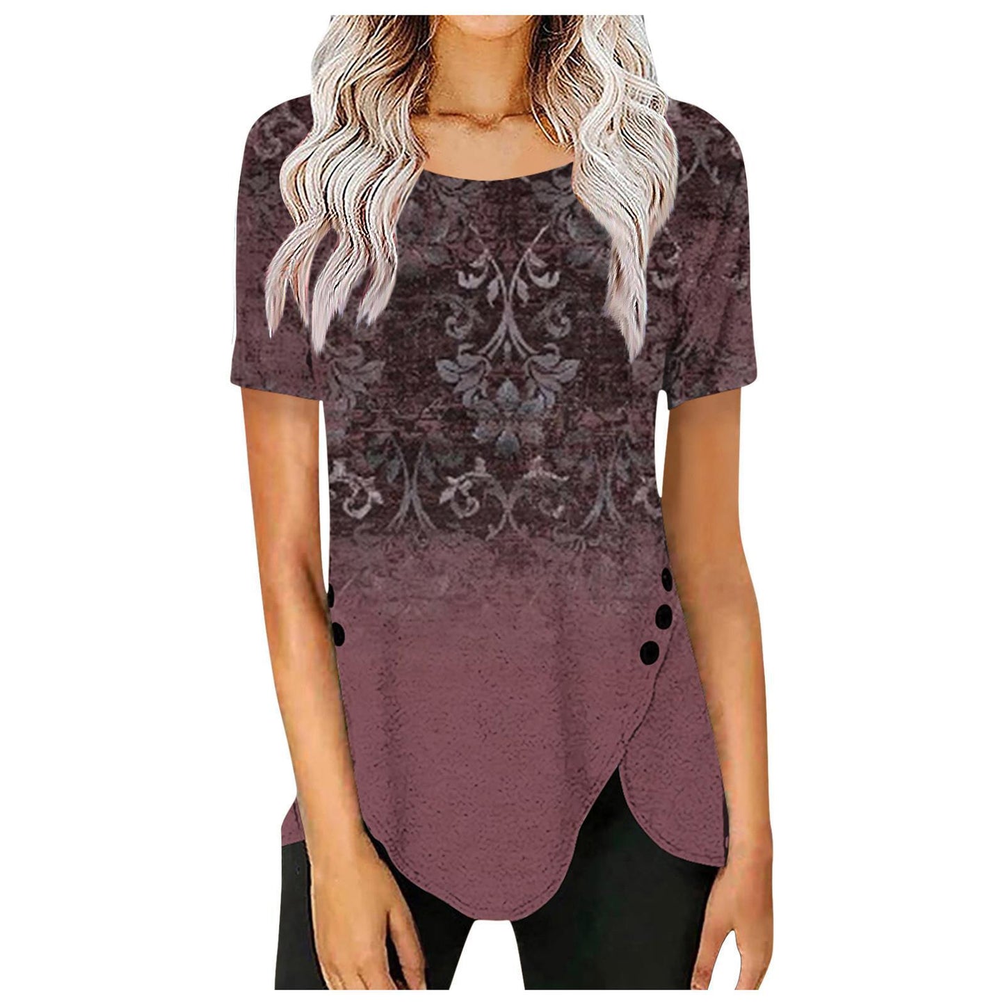 Women's blouse with floral design and asymmetrical hem Chic und Stil