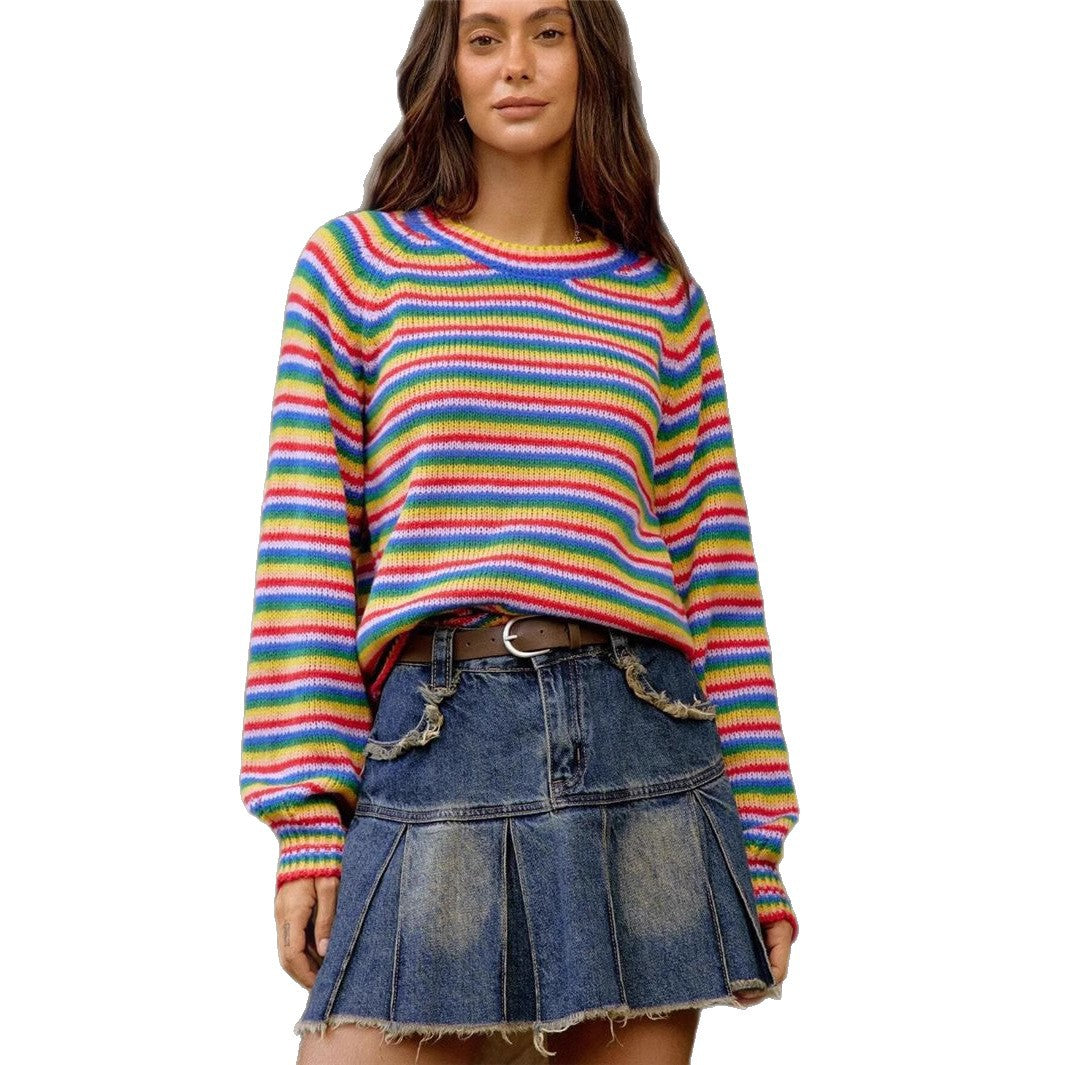 Pull en tricot décontracté pour femmes au look rayé moderne Chic und Stil