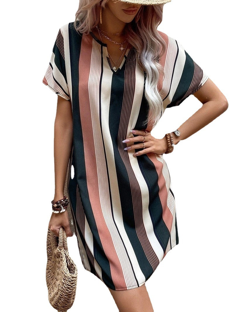 Robe T-shirt rayée décontractée pour femmes Chic und Stil
