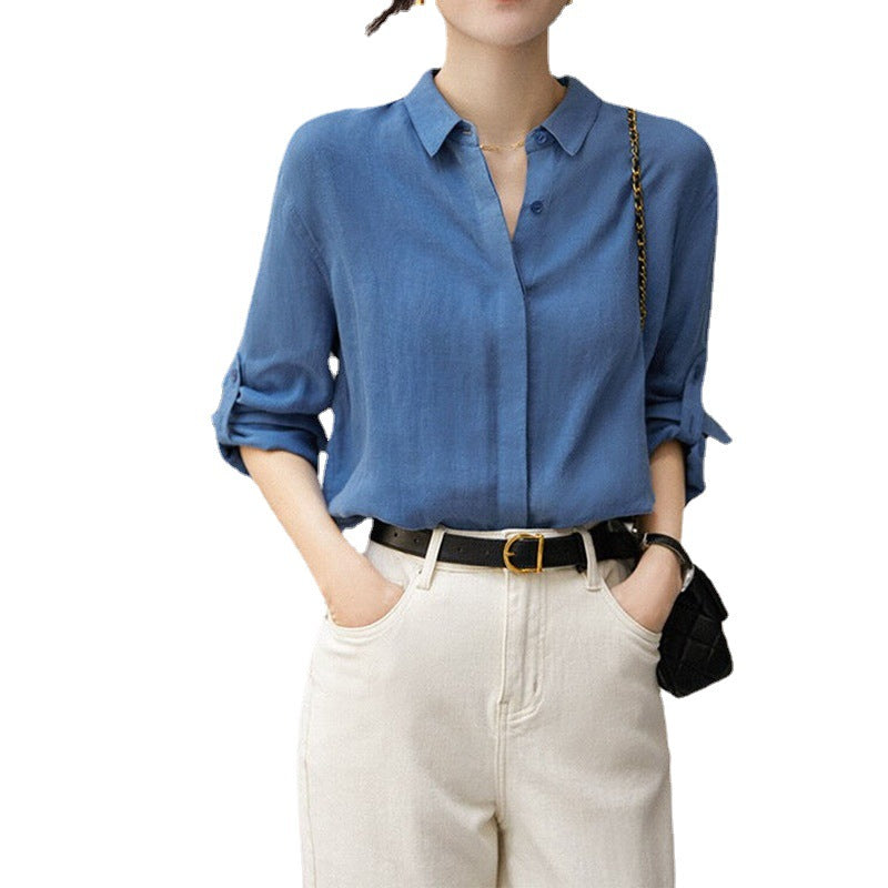 Chemise légère en lin à boutons pour femmes Chic und Stil