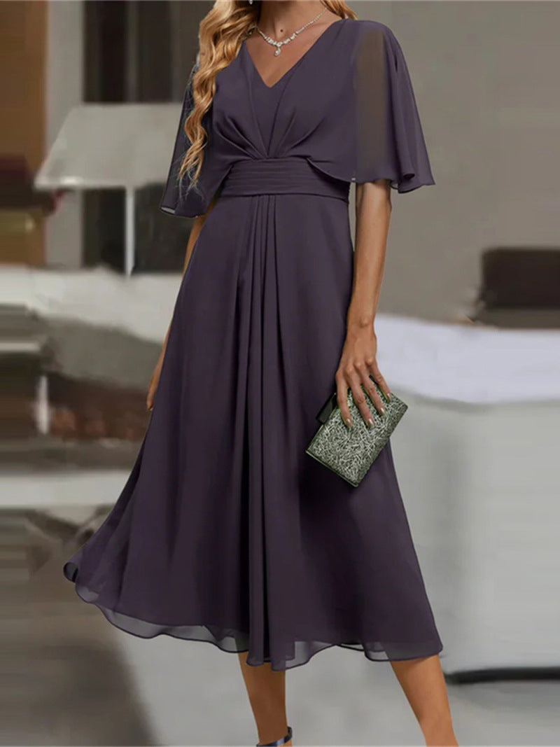 Robe midi fluide à décolleté en V pour femmes Chic und Stil