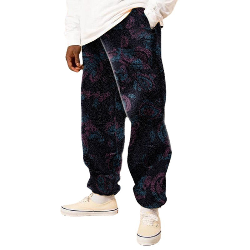 Soft fleece pants for men with floral pattern and elastic waistband Chic und Stil