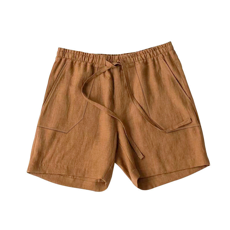 Shorts d'été en lin pour femmes avec taille élastique et poches pratiques Chic und Stil