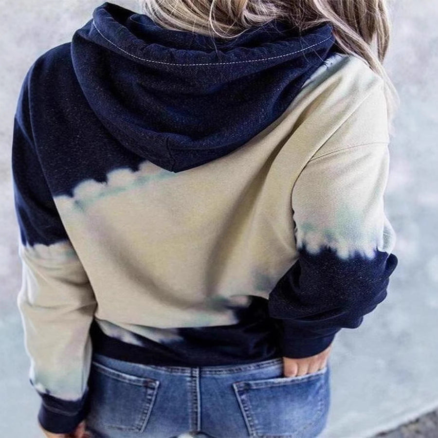 Sweat à capuche décontracté pour femmes avec col profond et design tie-dye unique Chic und Stil