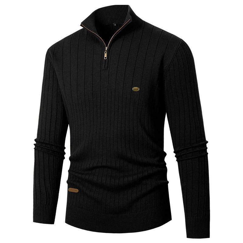 Pull homme tendance avec fermeture éclair et design en fine côtes Chic und Stil