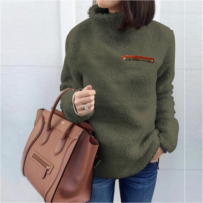 Pull en polaire pour femmes avec col montant et coupe féminine Chic und Stil