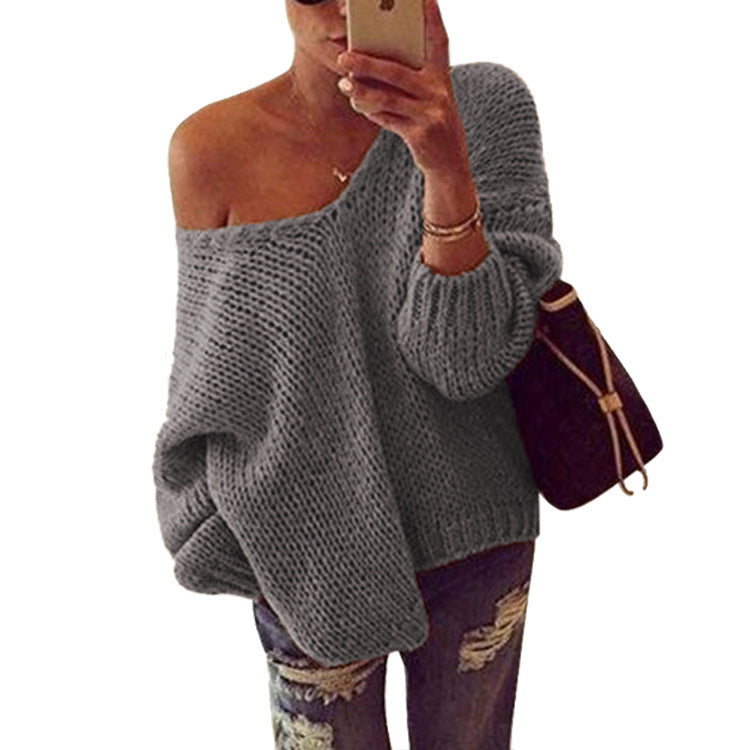 Pull en tricot oversize pour femmes avec design dénudé des épaules et coupe décontractée Chic und Stil