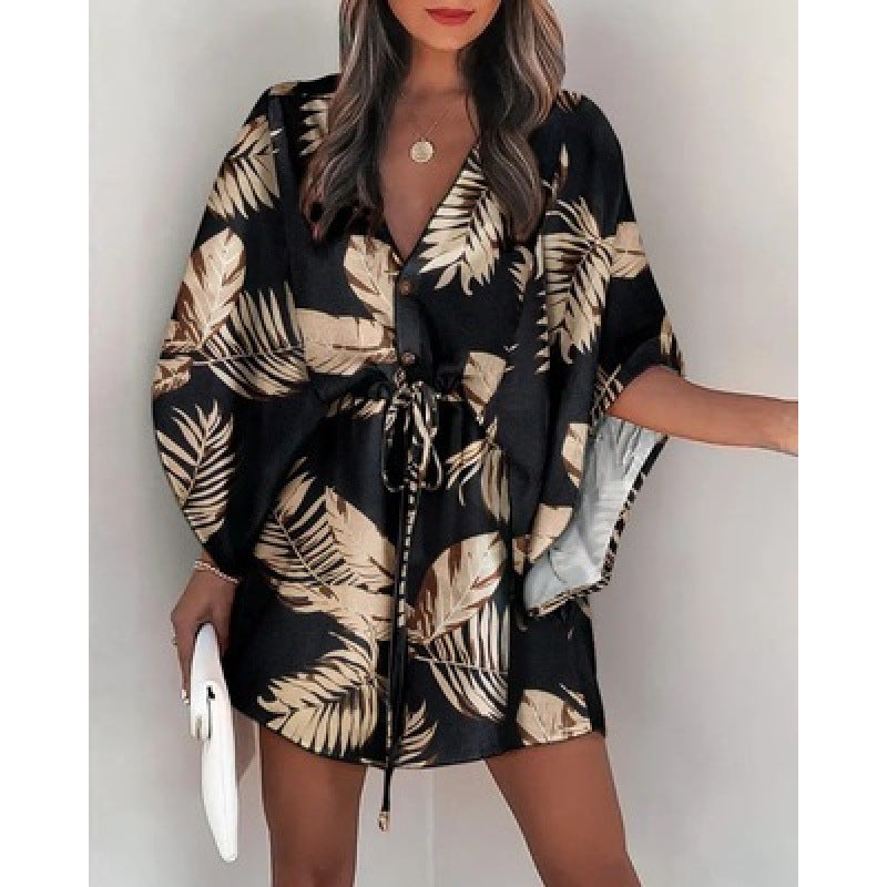 Robe portefeuille à motif floral pour femmes avec ceinture Chic und Stil