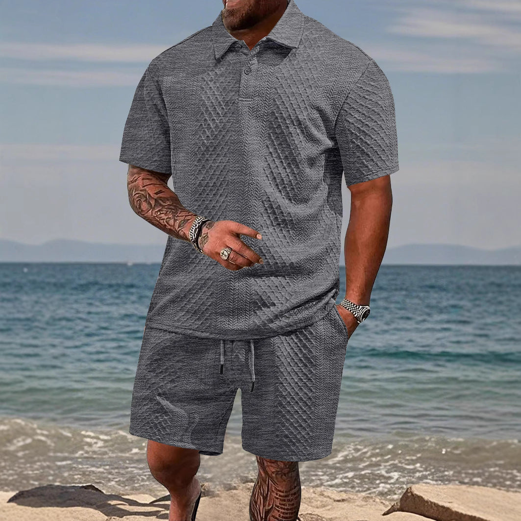 Hommes Ensemble de polo sportif et shorts Chic und Stil