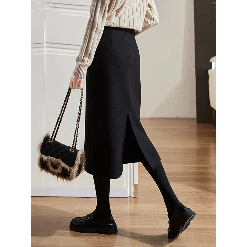 Jupe crayon midi en mélange de laine Chic und Stil pour femmes