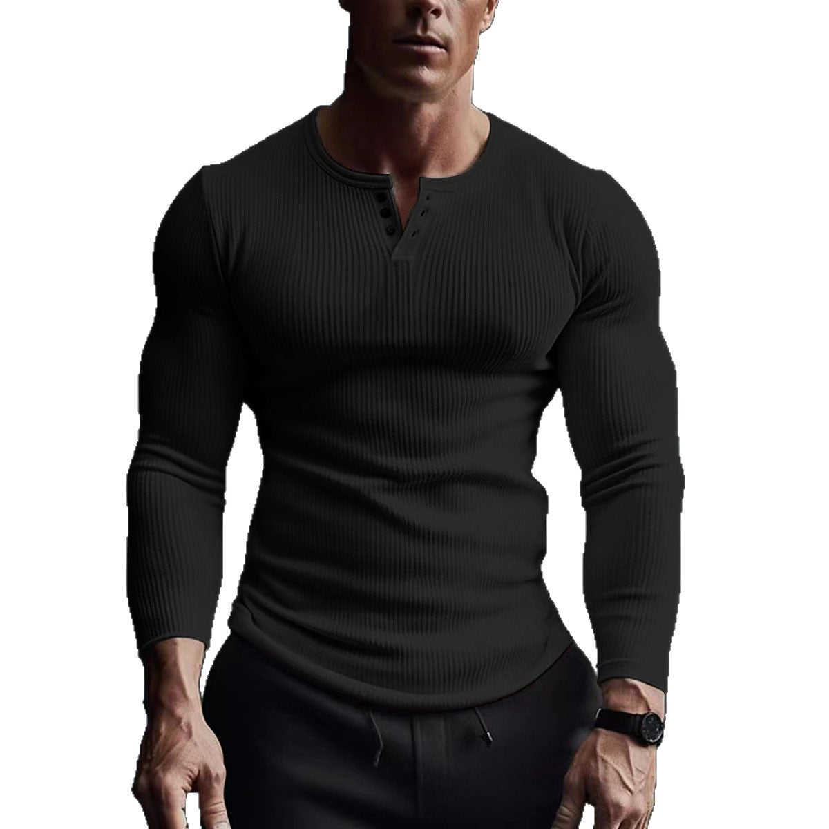 Chemise à boutons à manches longues pour hommes au design en rib moderne Chic und Stil