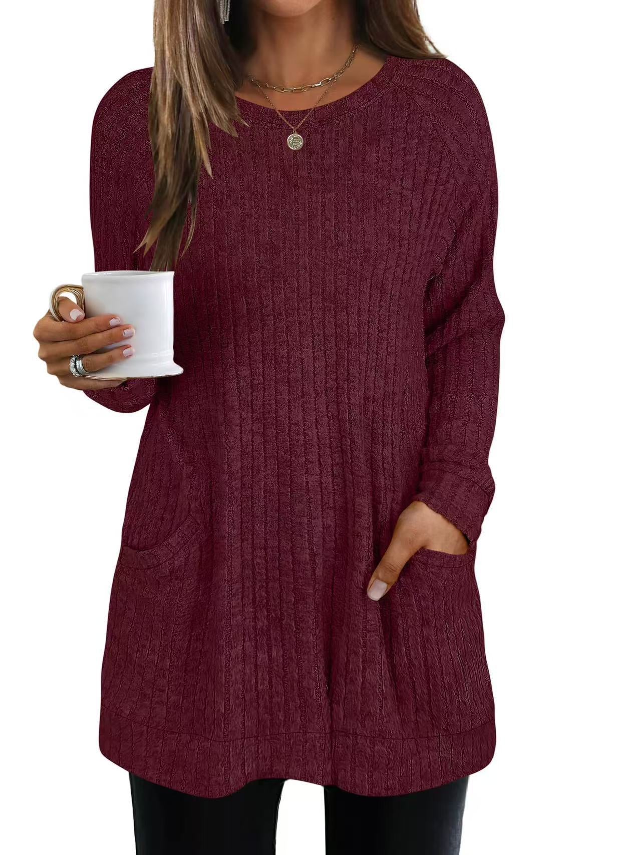 Pull en tricot décontracté pour femmes avec poches latérales et structure ribbed Chic und Stil