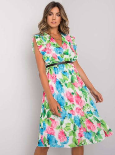 Robe Midi à volants floraux pour femmes Chic und Stil
