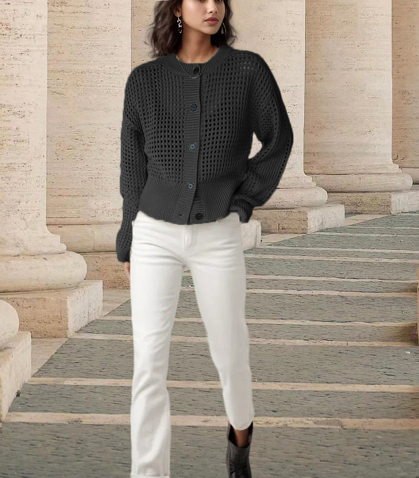 Veste en tricot pour femmes avec une structure en filet aérien Chic und Stil