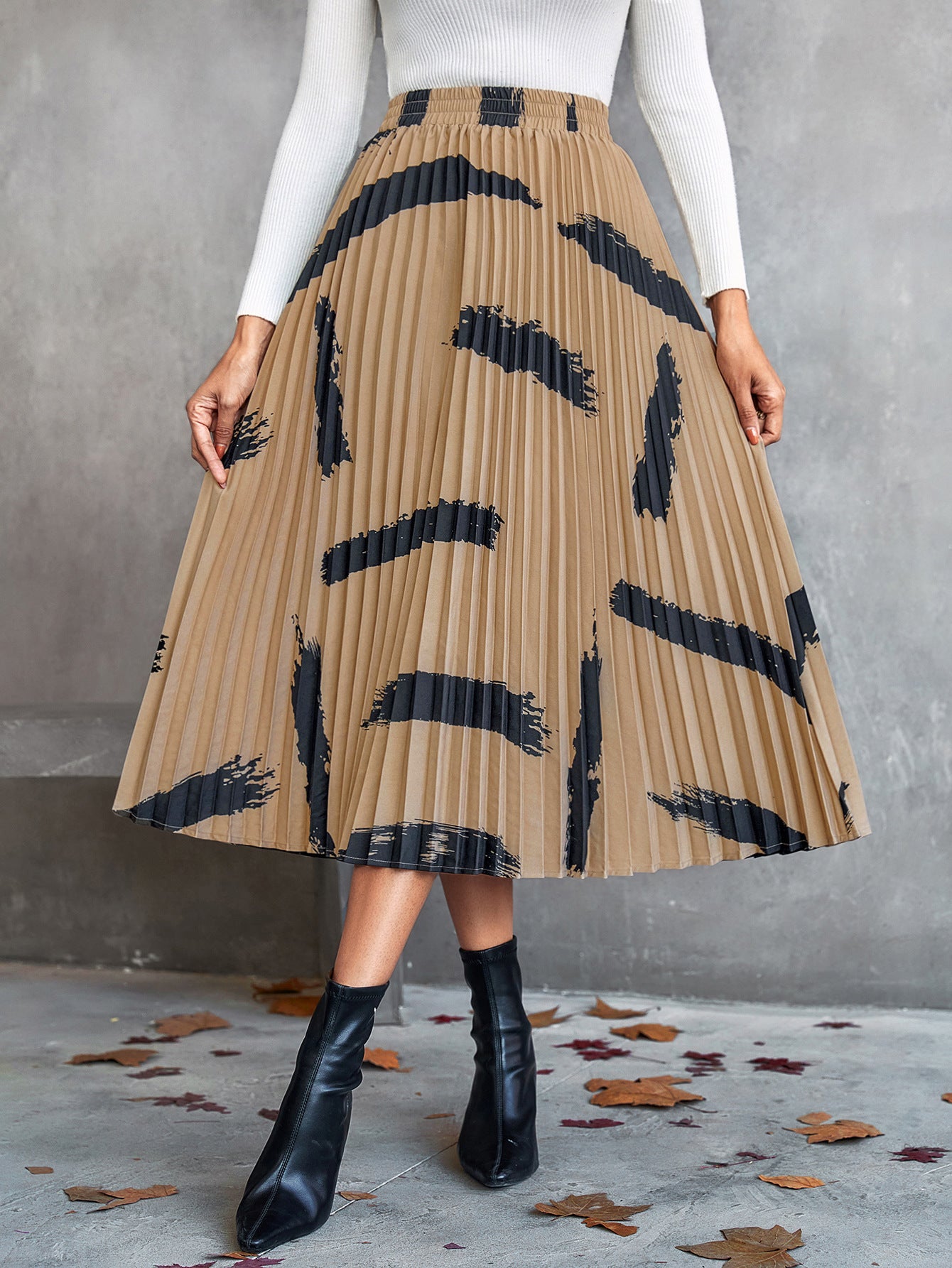 Jupe plissée pour femmes avec motif tendance et ceinture élastique Chic und Stil