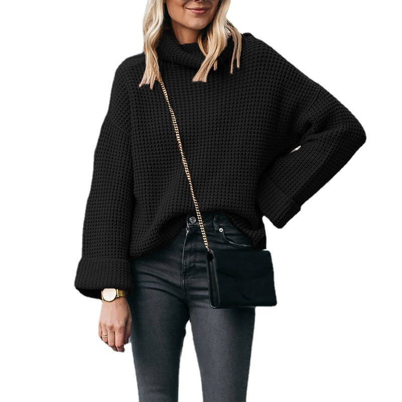 Pull en maille épaisse pour femmes avec col montant et coupe ample Chic und Stil