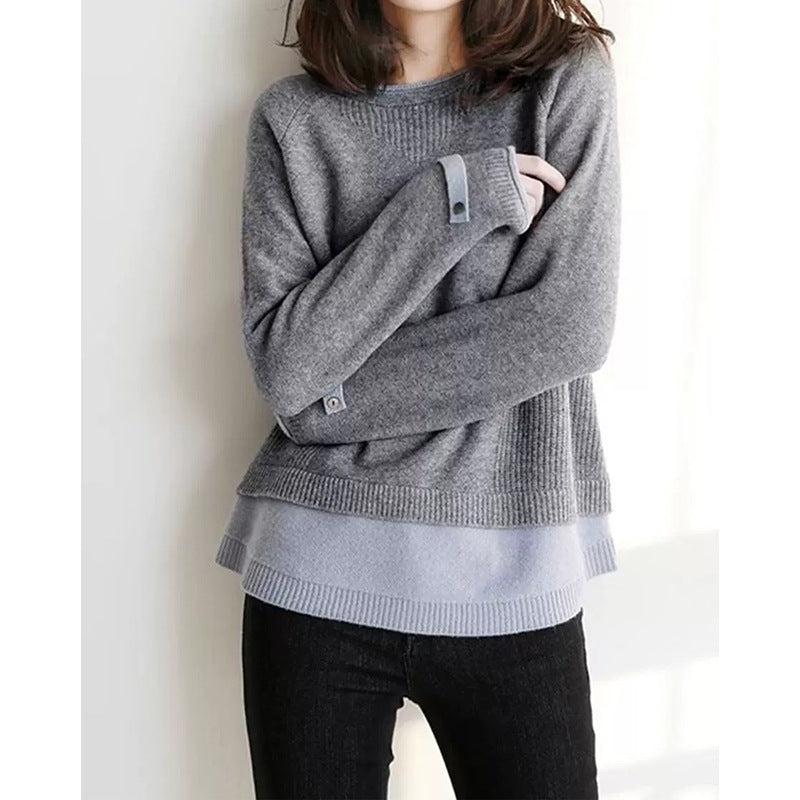 Pull en tricot texturé superposé pour femmes Chic und Stil