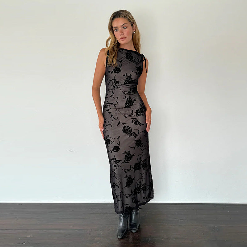 Robe midi élégante en dentelle florale Chic und Stil