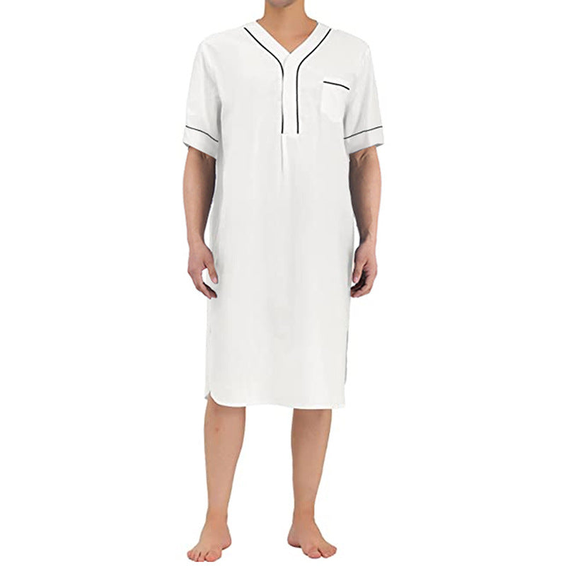Robe courte à manches courtes pour femmes avec un col montant moderne et une patte de boutonnage pratique Chic und Stil