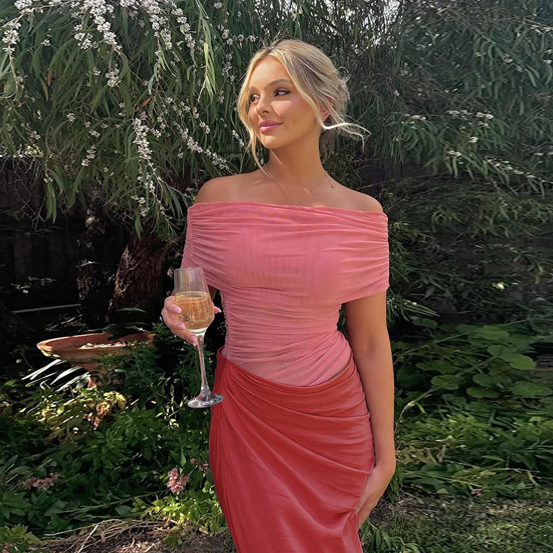 Robe moulante à épaules dénudées avec drapé pour femmes Chic und Stil
