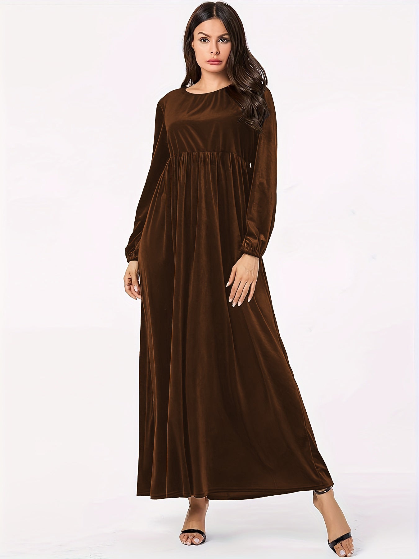 Robe maxi pour femmes en velours luxueux avec élégant drapé Chic und Stil