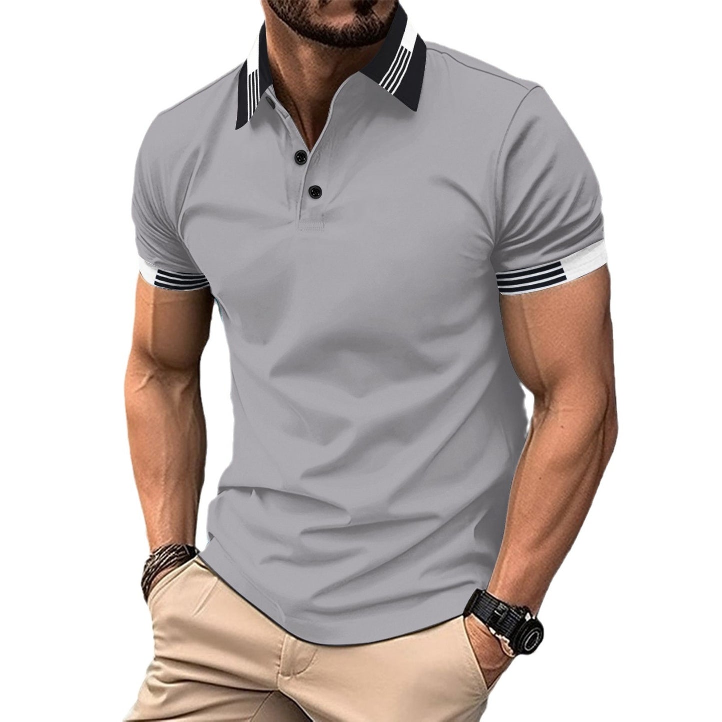 Polo à manches courtes élégant pour hommes avec passepoil contrasté Chic und Stil