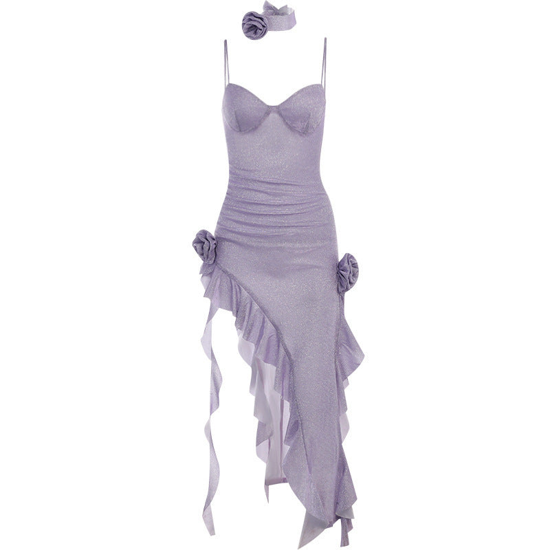 Femmes Robe Maxi Glamoureuse à Fente Haute Chic und Stil