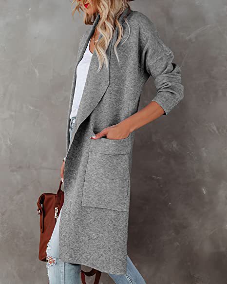 Cardigan longline pour femmes avec poches pratiques et coupe fluide Chic und Stil