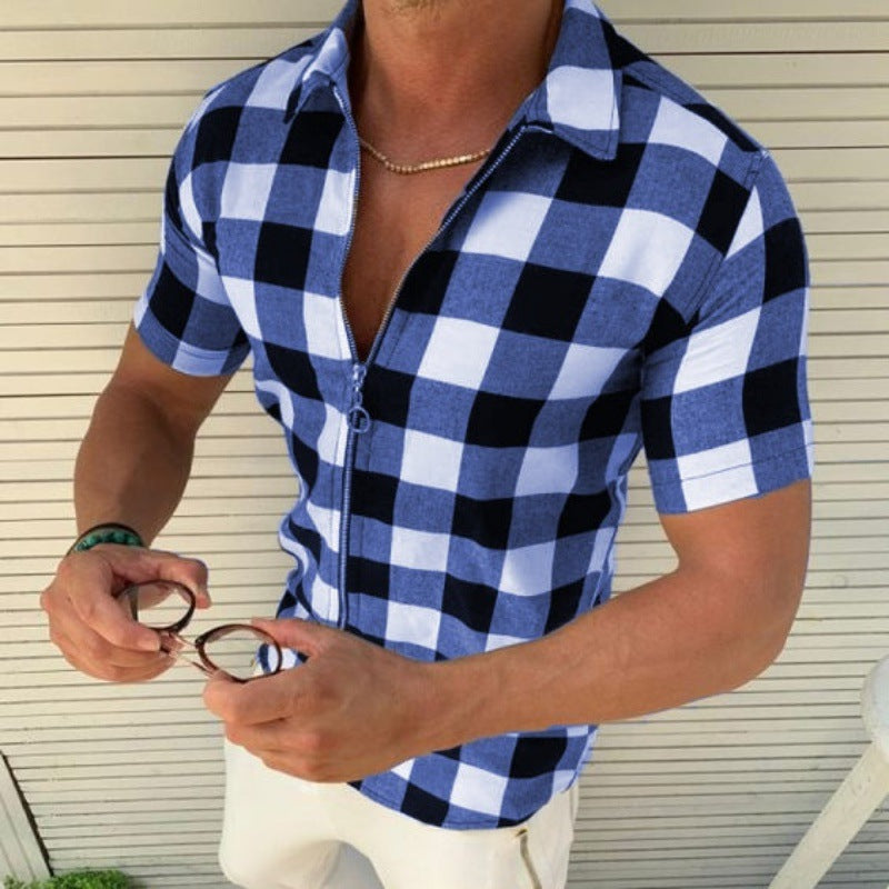 Chemise à manches courtes pour hommes avec fermeture éclair Chic und Stil
