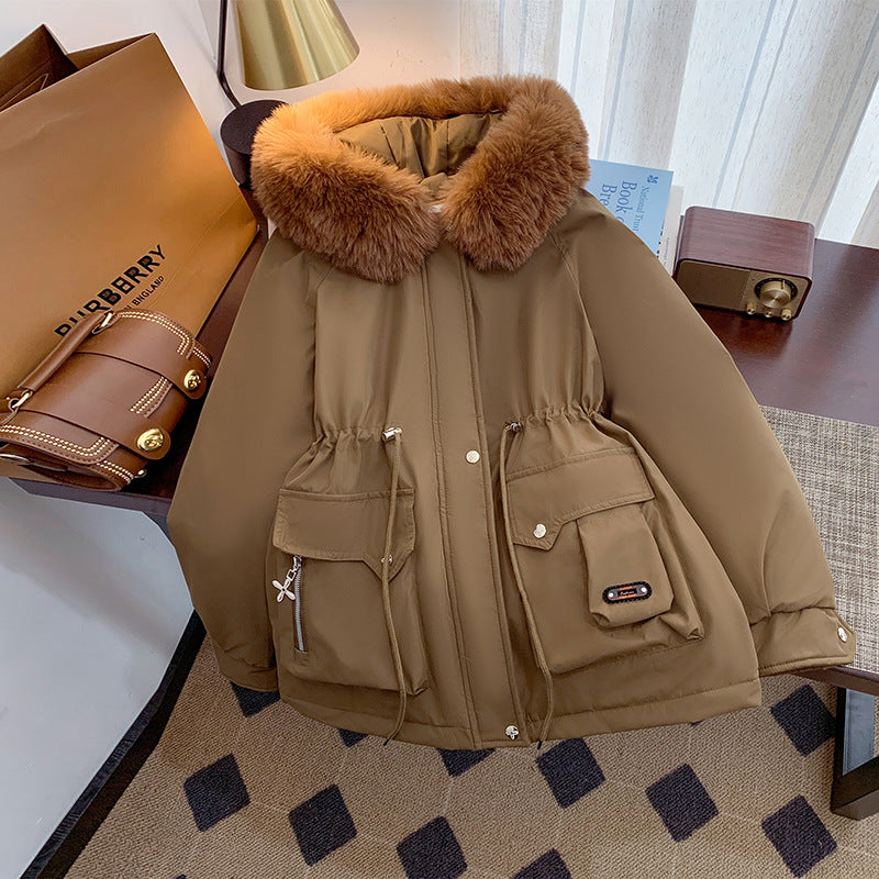 Dame manteau d'hiver avec col en fausse fourrure amovible et poches pratiques Chic und Stil