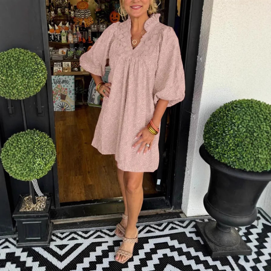 Robe mini brodée bohémienne pour femmes Chic und Stil
