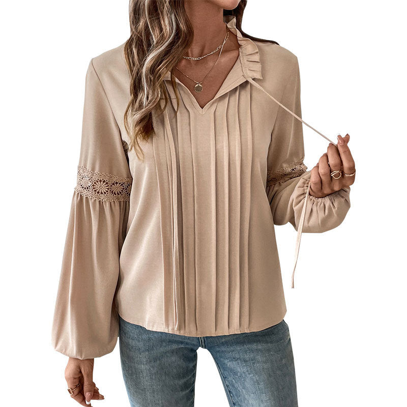 Chemise femme avec des plis fins et de la dentelle Chic und Stil