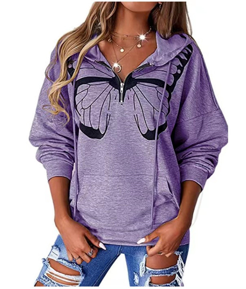 Dames Hoodie avec imprimé papillon Chic und Stil