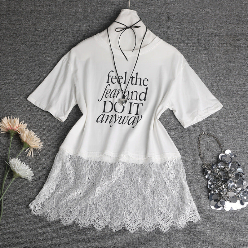 T-shirt Overlay en Dentelle Tendance Femmes Chic und Stil