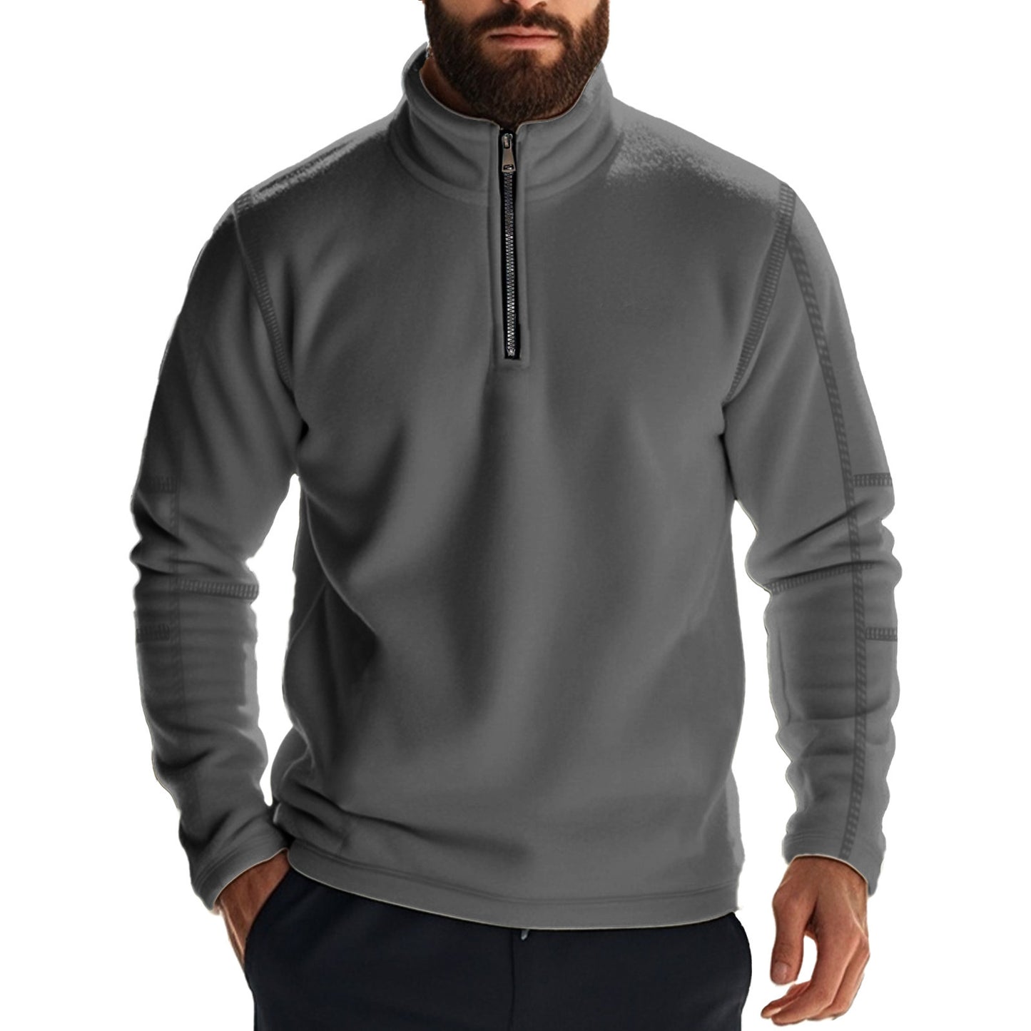 Pull en polaire pour hommes avec col montant et fermeture éclair Chic und Stil