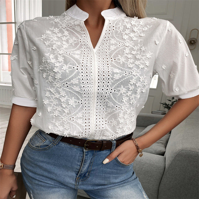 Blouse en coton brodée pour femmes Chic und Stil