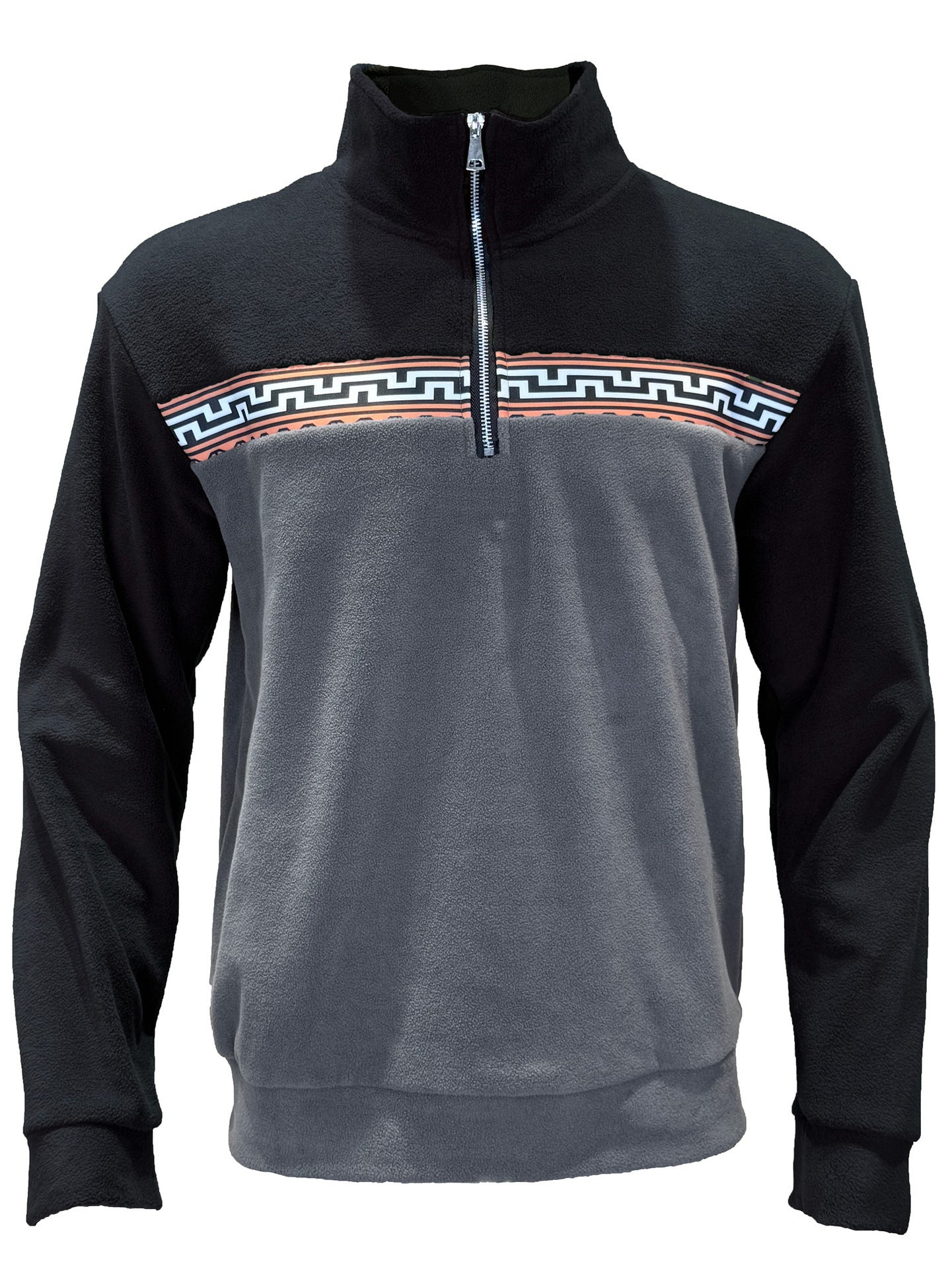 Men's fleece pullover with stylish high neck and contrasting pattern Chic und Stil