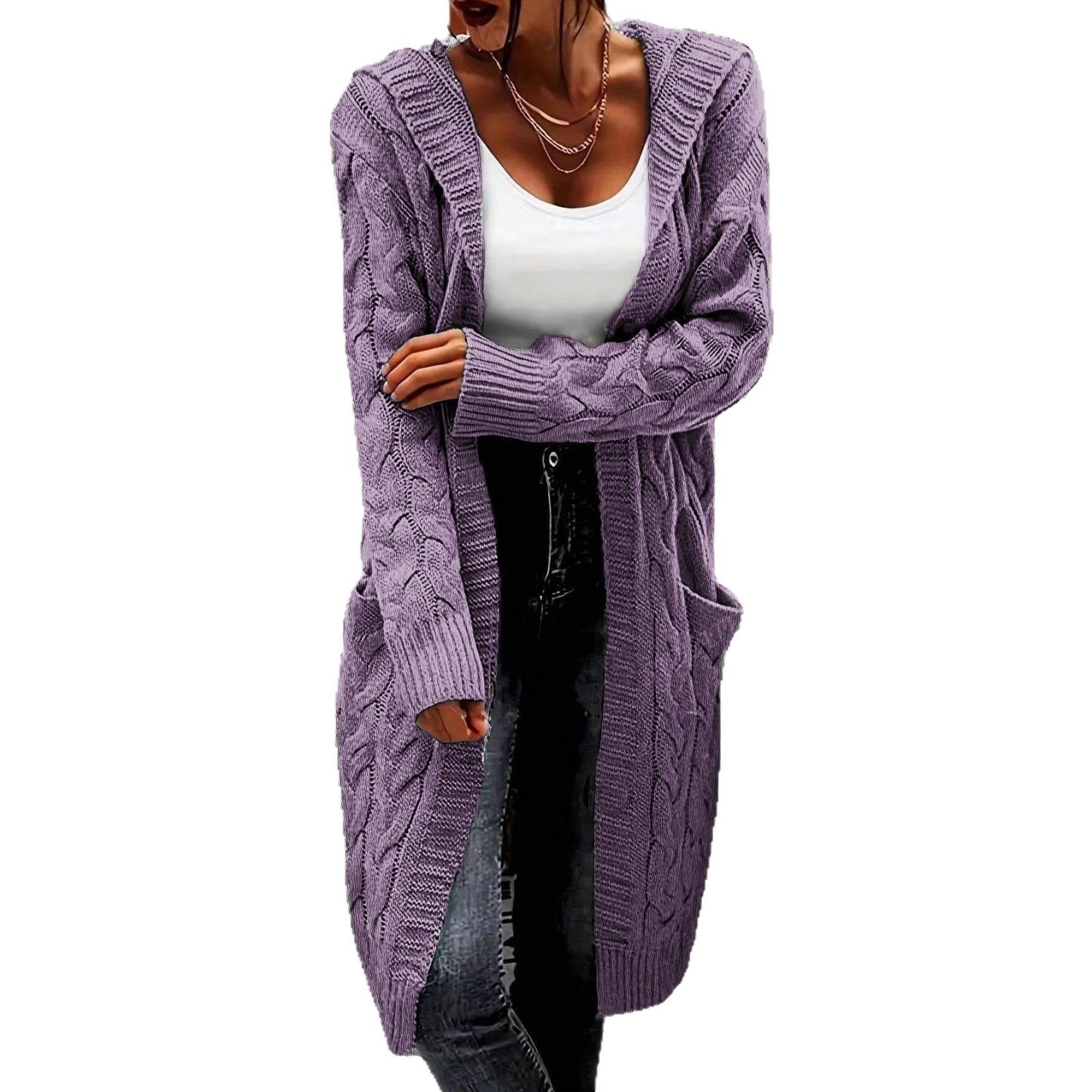 Veste en grosse maille pour dames avec des motifs en relief de haute qualité et des poches pratiques Chic und Stil