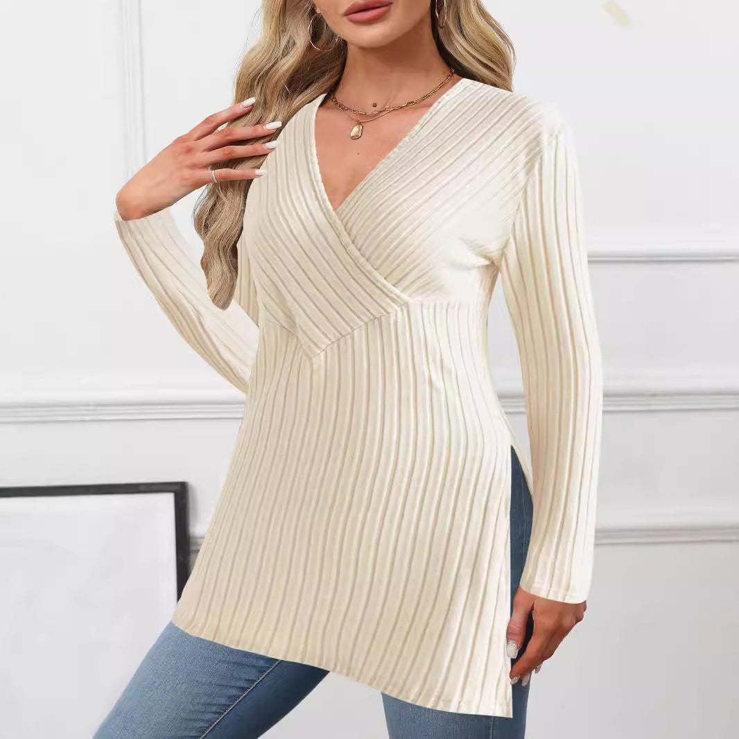Top à enroulement pour femmes avec un design à côtes texturé et une coupe moderne Chic und Stil