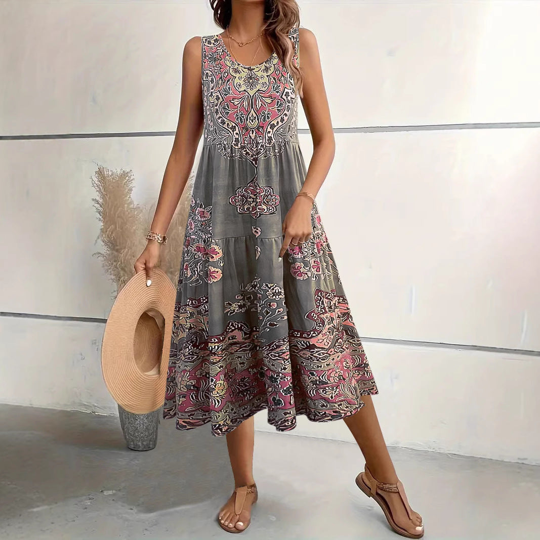 Robe maxi femme avec motif ethnique ludique et coupe fluide Chic und Stil